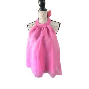 Mable Bubble Gum Pink Organza  Bow Tie Halter, Lined, Date Night, NWOT, Size L